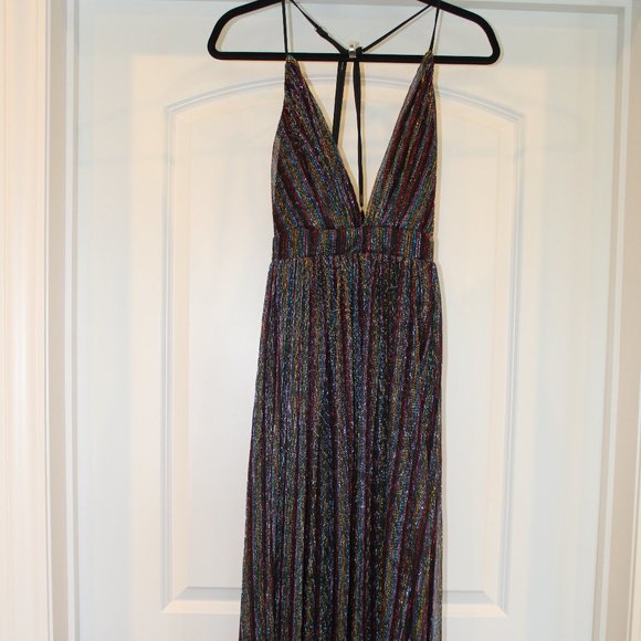 L'ATISTE multicolored plunge v-neck backless dress - Picture 3 of 7